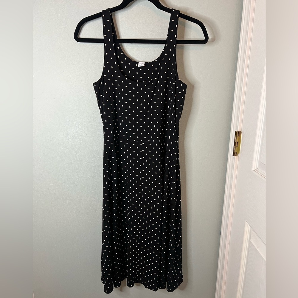 Old Navy Black Polka Dot Fit and Flare Tank Dress